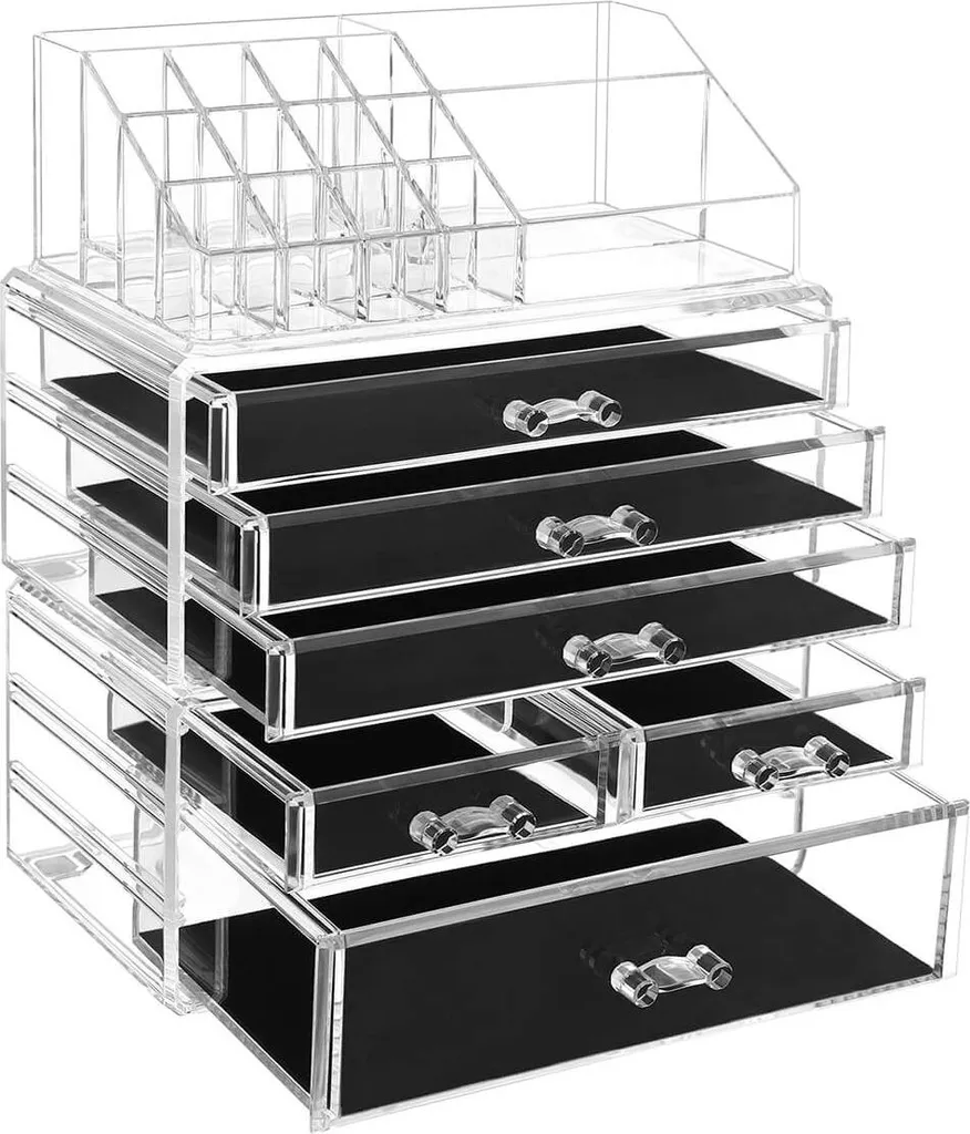 Organisateur de maquillage transparent acrylique avec tiroirs modulables