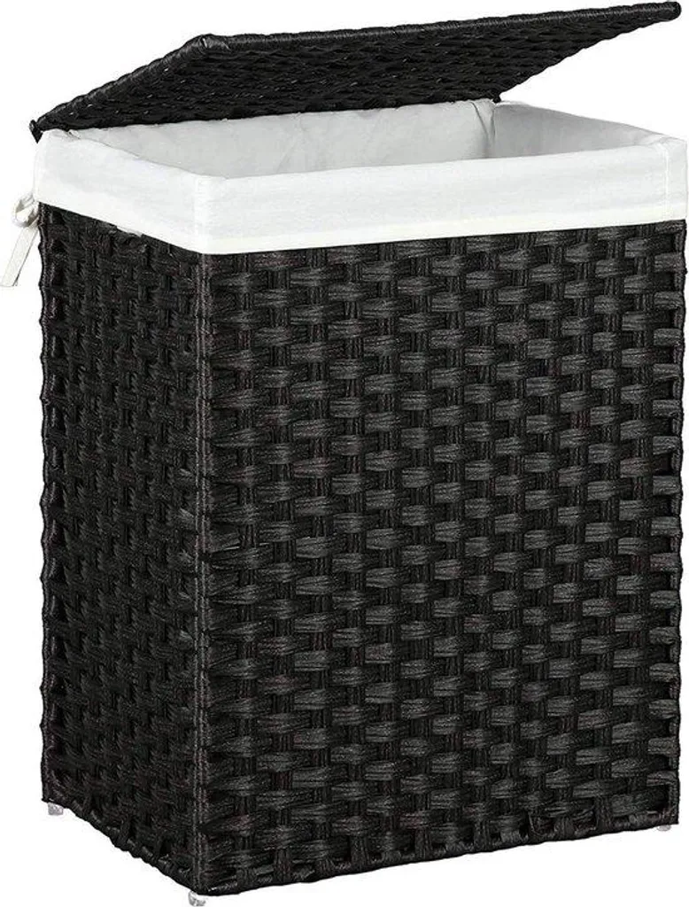 Panier à linge en rotin 90L Noir - Fini le désordre et les odeurs