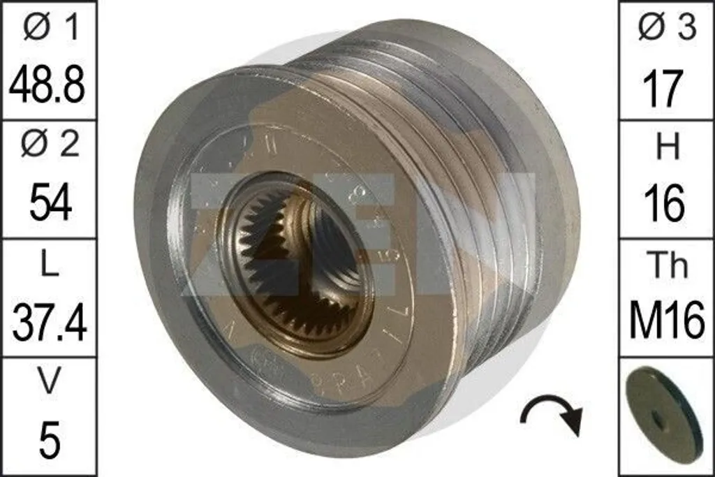 ERA ZN5432 Puleggia Alternatore per Mercedes A160 e Renault Laguna I/II