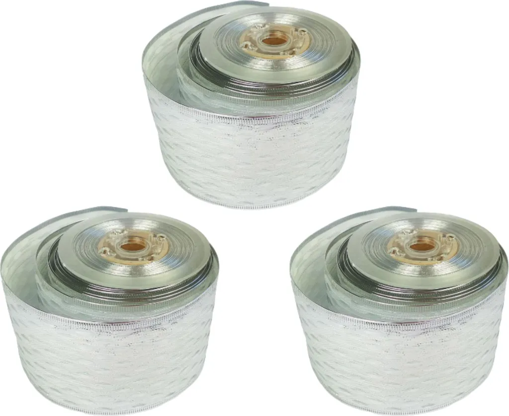 Set de 3 rubans argentés motifs brillants de 6 cm x 10 m pour décoration