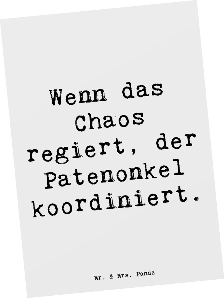 Mr. & Mrs. Panda Postkarte Spruch Patenonkel Held - Weiß - Produktbild 