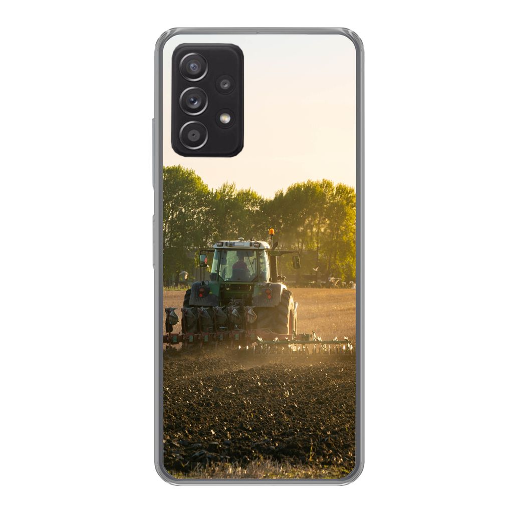 MuchoWow Handyhülle Schutzhülle Hülle für Samsung galaxy a73 Traktor - Vogel - Land Silikon Softcase Handy Hülle - Handyhülle