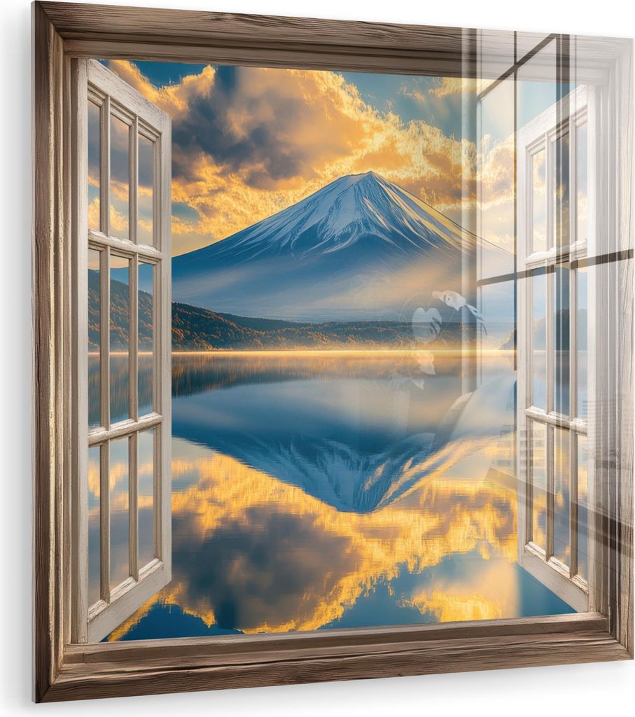 MuchoWow Glasbilder - Bilder auf Wandbild - Foto auf Glas Aussicht - Landschaft - Berge - Ansichten - Fenster 30x30 cm Wanddekoration aus Glas - Ac...