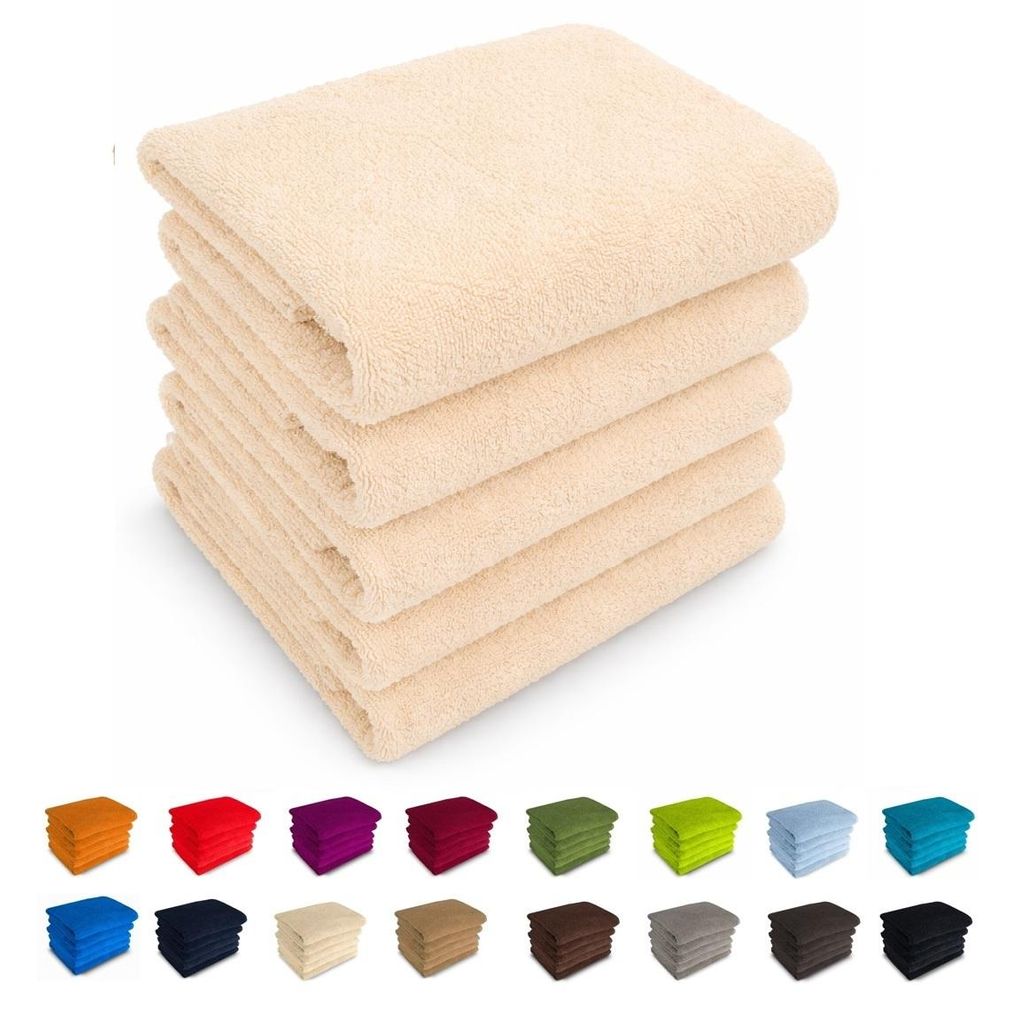 400g/m² Handtücher 50x100 Badetücher 100% Baumwolle Frottee Nr 02 creme