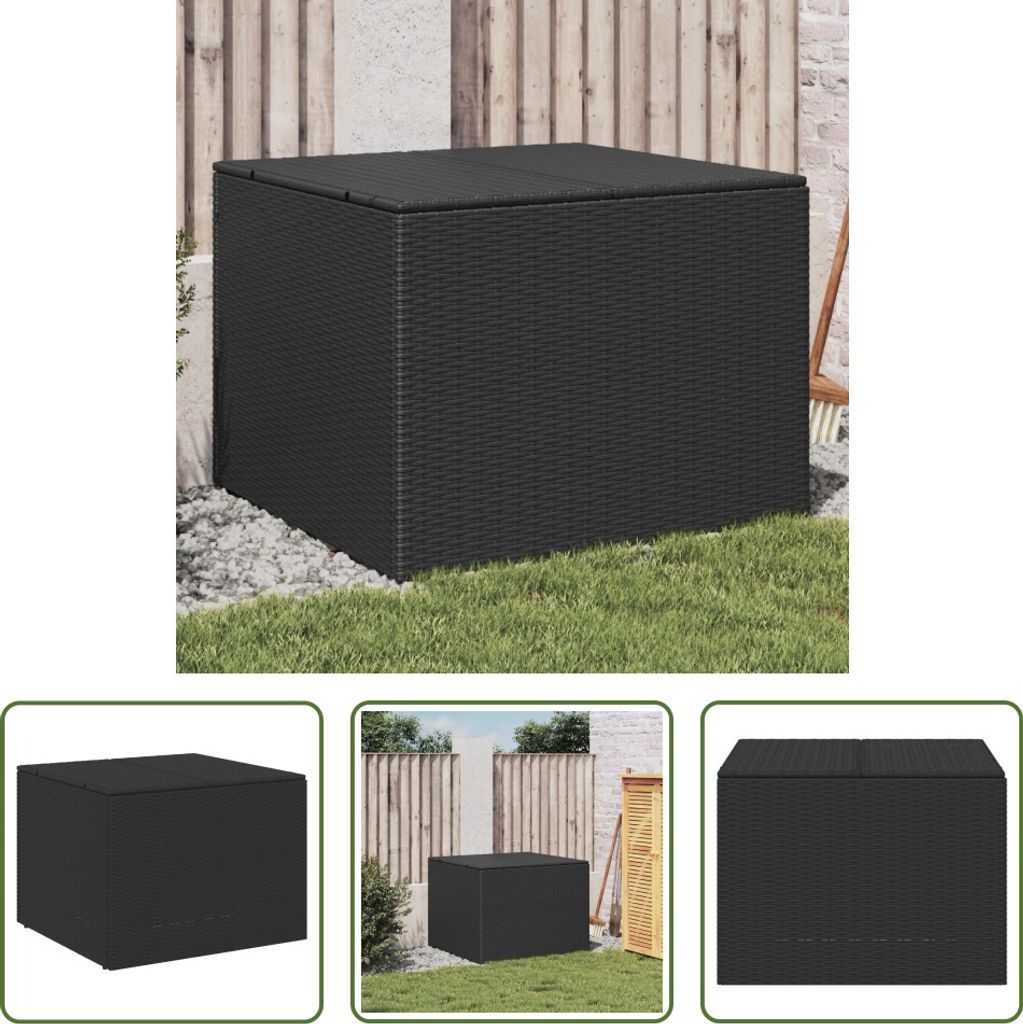 The Living Store Gartentruhe Schwarz 291L Poly Rattan Produktbild 