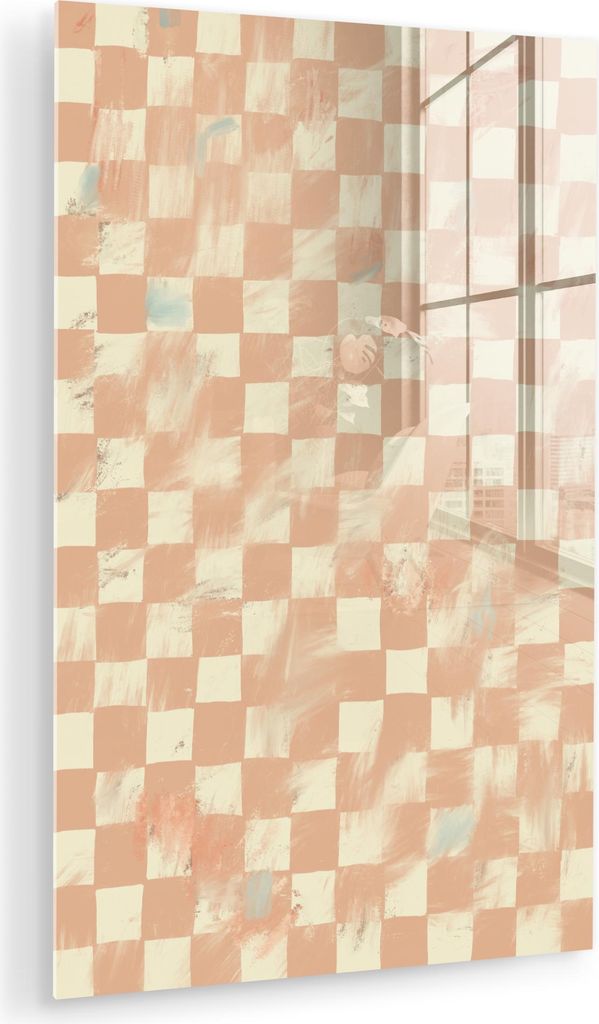 MuchoWow Glasbilder - Bilder auf Wandbild - Foto auf Glas Beige - Muster - Modern 20x30 cm Wanddekoration aus Glas - Acrylglasbild - Acrylbilder - ...
