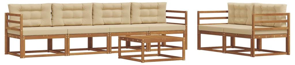 vidaXL Outdoor-Sofagarnitur mit Kissen 7 pcs Natur und Beige