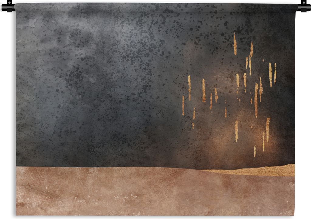 MuchoWow Wandteppich Wandbehang Abstrakt - Gold - Design 120x90 cm Tapisserie Dekoration Wandtuch - Wohnen - Aufhänger für die Wand