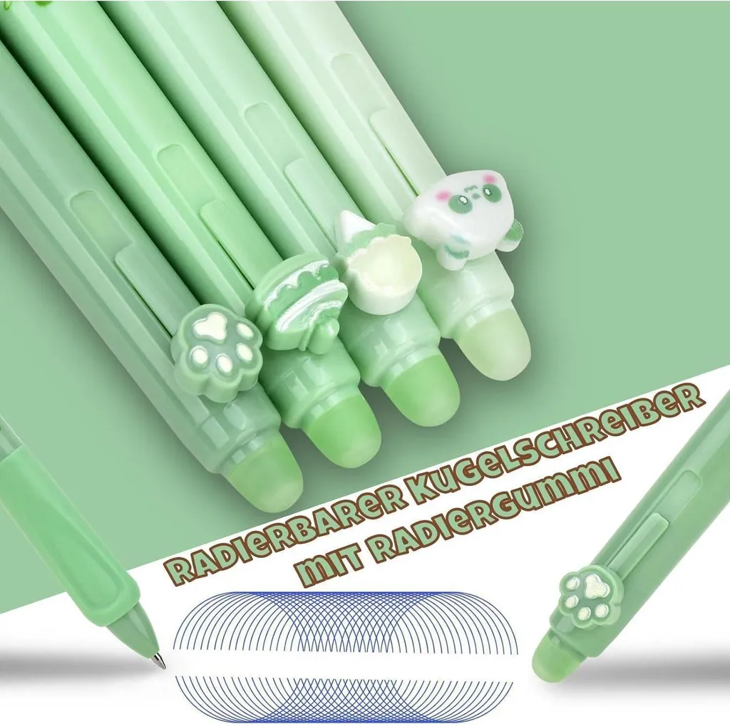 DealKits Stylo à bille effaçable bleu 0,5mm Set de 4 Stylos Panda - 4