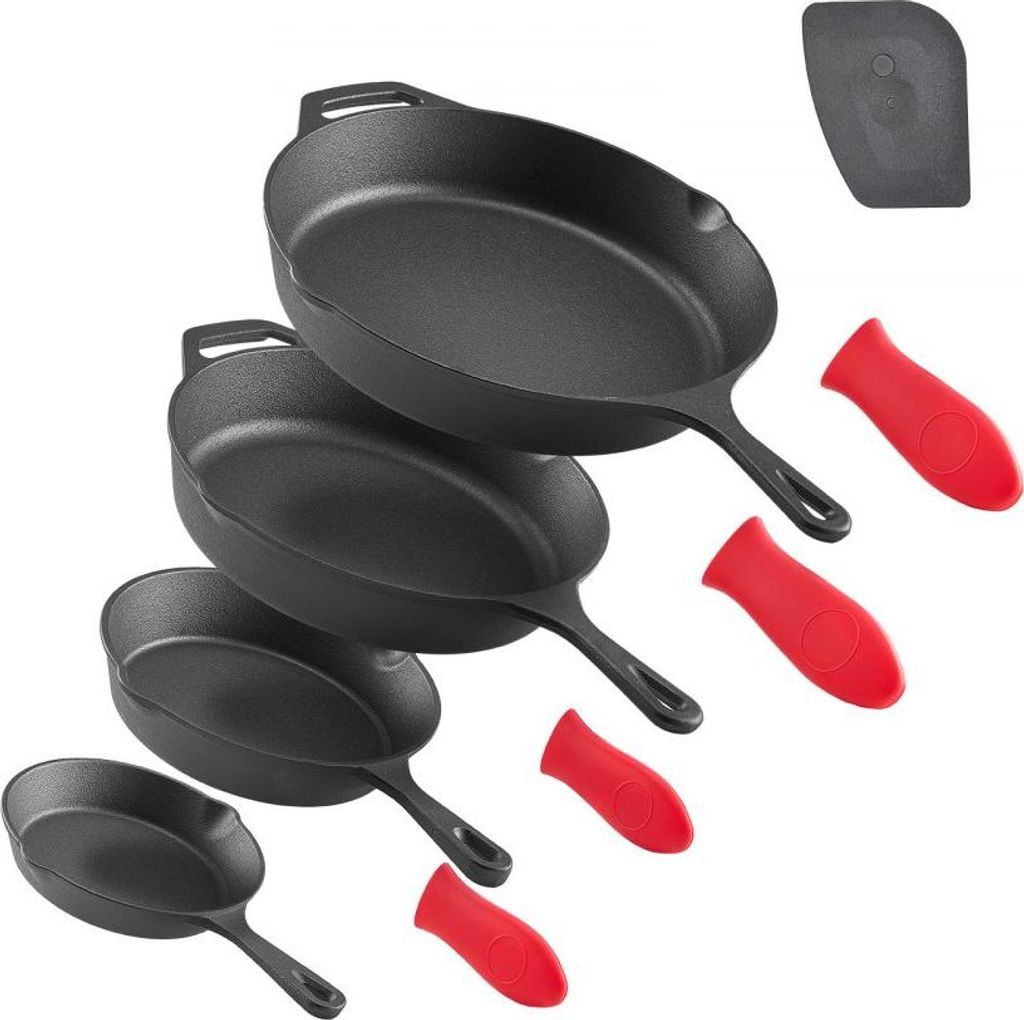 4-teiliges Gusseisenpfanne Set - Bratpfannen Kochpfannen - 155/205/260/305 mm Pfannen-Set aus Gusseisen