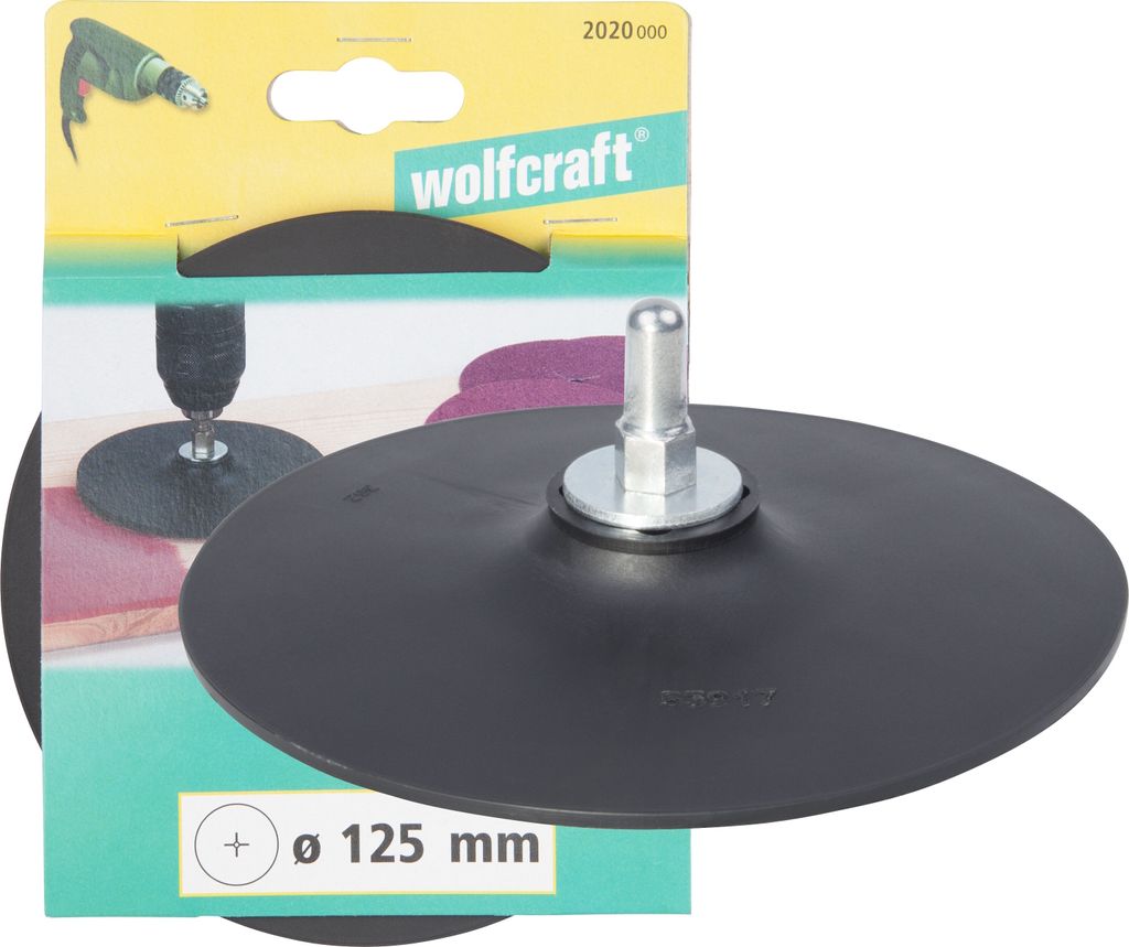 wolfcraft 1 Schleifteller Gummi, 8 mm Schaft Ø 125 Produktbild 