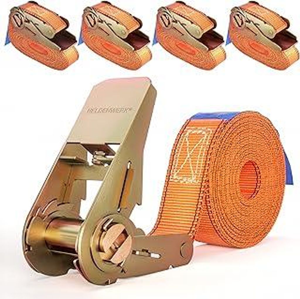 HELDENWERK 4 Stück Spanngurte mit Ratsche in 4m, 5m oder 6m Ratschengurte mit Doppelnaht I Zurrgurte wetterfest & robust (4m)