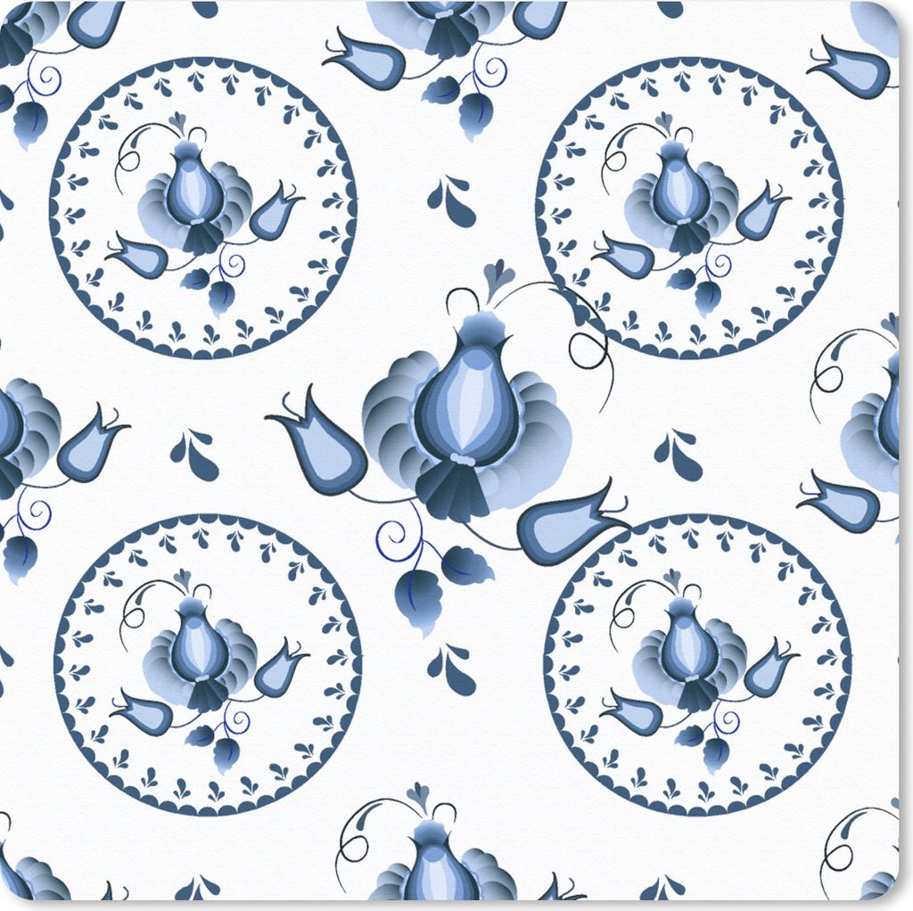 MuchoWow Mauspad Mousepad Muster - Folklore - Tulpe 20x20 cm - Mousepads - Maus Mat - Pad - Mausunterlage - Desk Mat - Bureauartikeln