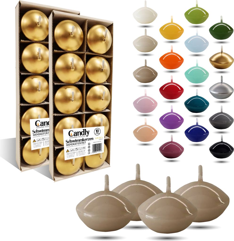 CANDLY HANDMADE© 10x Schwimmkerzen Premium Ø 45mm | Produktbild 