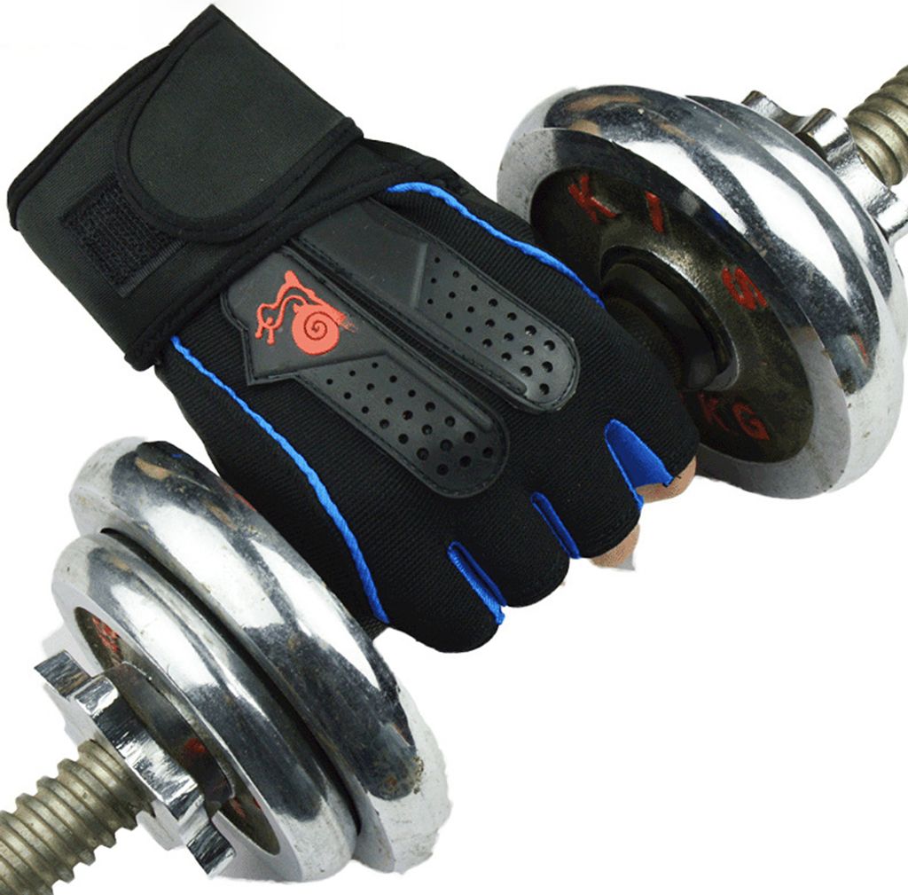 1 Paar Gewichtheben Training Fitness Antiskid Wrist Wrap Half Finger Handschuhe-Blau M