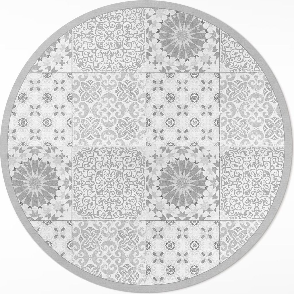 Ornamentale Fliesen, modisches Mosaik– Vinyl Fußmatte – Ø 140cm – Rutschfest, Pflegeleicht & Langlebig