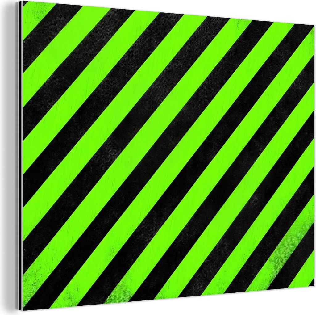 MuchoWow Wanddekoration Metall Metallbild Wandkunst 40x30 cm Gaming - Streifen - Gewinkelt - Grün MuchoWow Aluminium Gemälde - Dekoration Wohnzimmer