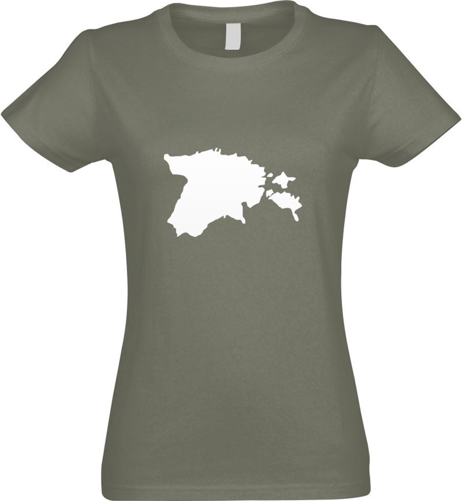 Kiwistar - T-Shirt tailliert - Damen - Olive - Estland Umriss Kontur - mit Motiv Bedruckt - Funshirt Design - Sport - Freizeit - Damen - S