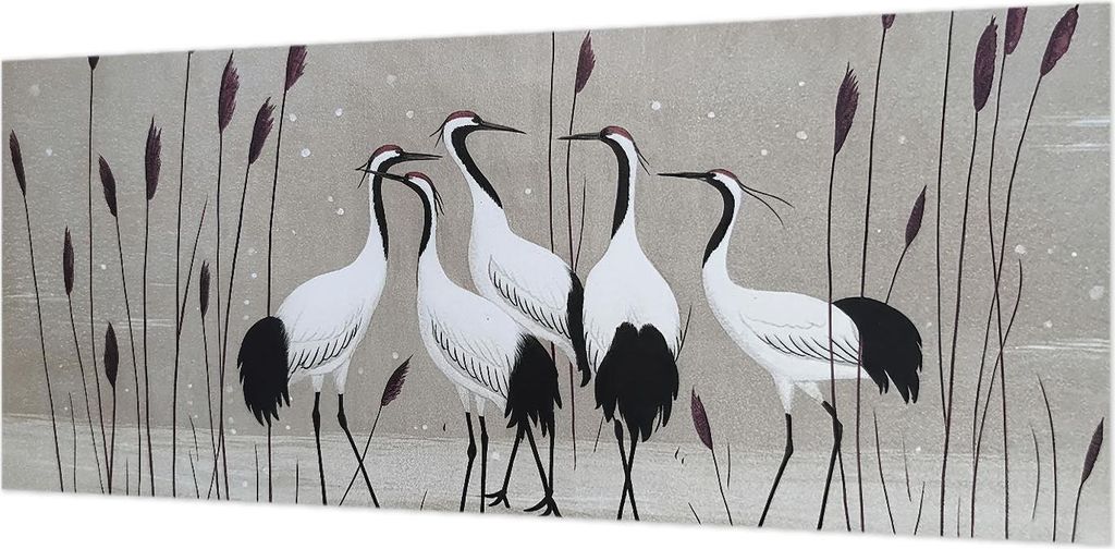Wandtapete - Dekorative Tapete für Wohnzimmer- Tapetenfolie für Wanddekoration - 208x146 cm - Ein Kranichschwarm