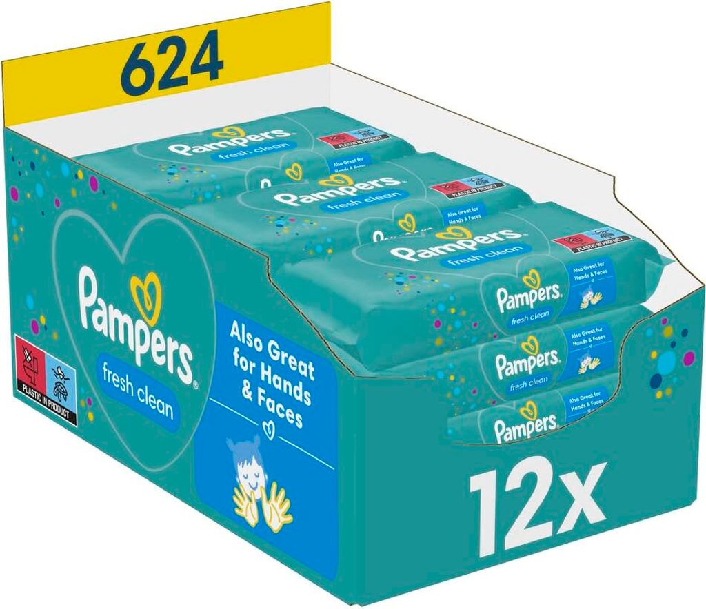 Pampers Fresh Clean Baby Feuchttücher Ohne Alkohol 12 x 52 Produktbild 2