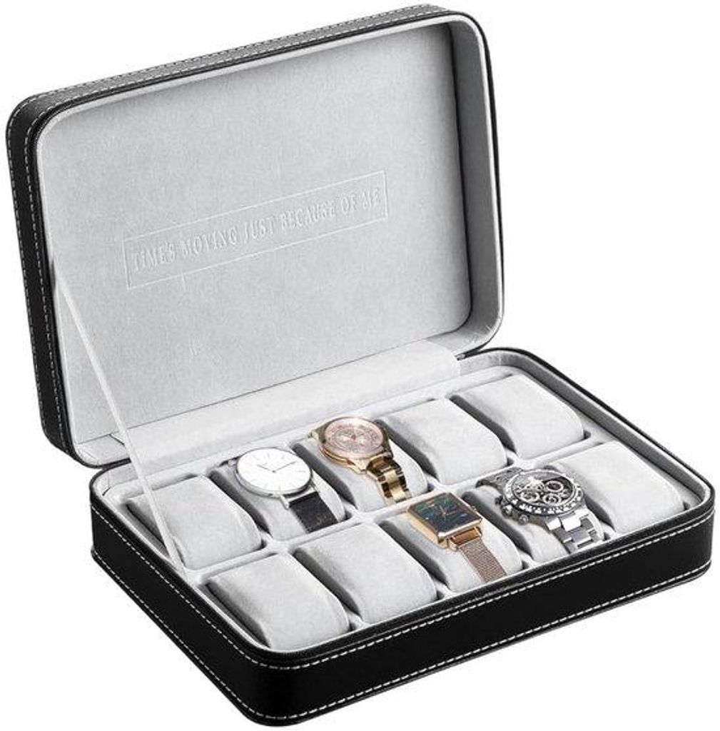 Gelbgoldene Armbanduhr-Box 10 Armbanduhren Männer Schwarze Uhr-Box Uhr-Boxer mit Rits aus Kunstleder
