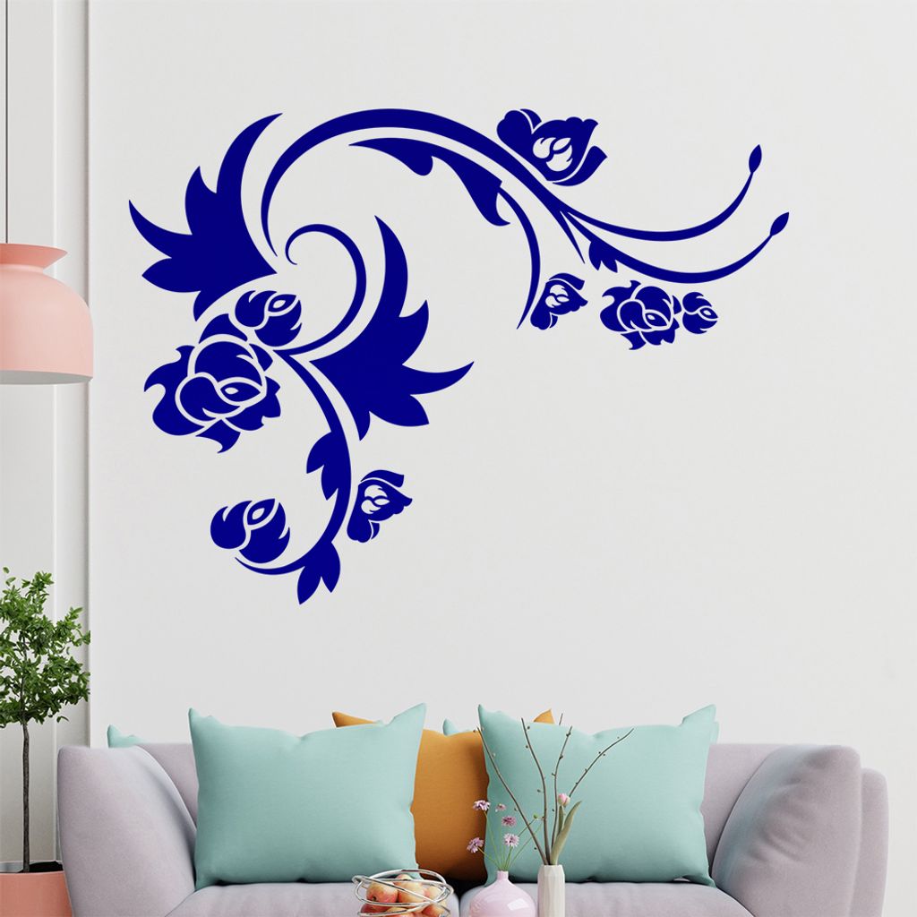 Blüte Blume Tribal Wandtattoo in 6 Größen - Wandaufkleber Wall Sticker - Dekoration, Küche, Wohnzimmer, Schlafzimmer, Badezimmer