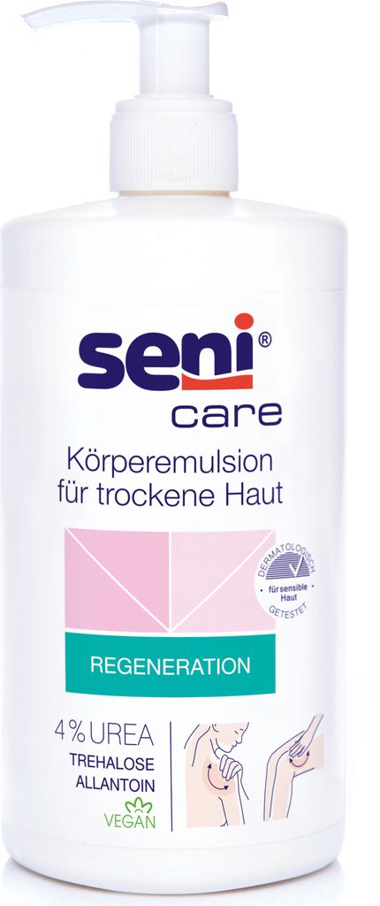 A white pump bottle of lotion for dry skin.