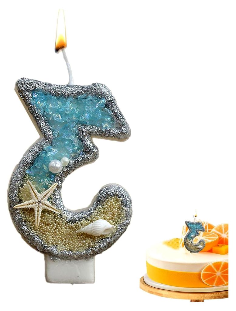 Geburtstagskerzen für Kuchen - Blaue Seestern-Zahlenkerzen 0–9, Kuchendekorationen, Partykerzen für Geburtstagsfeiern