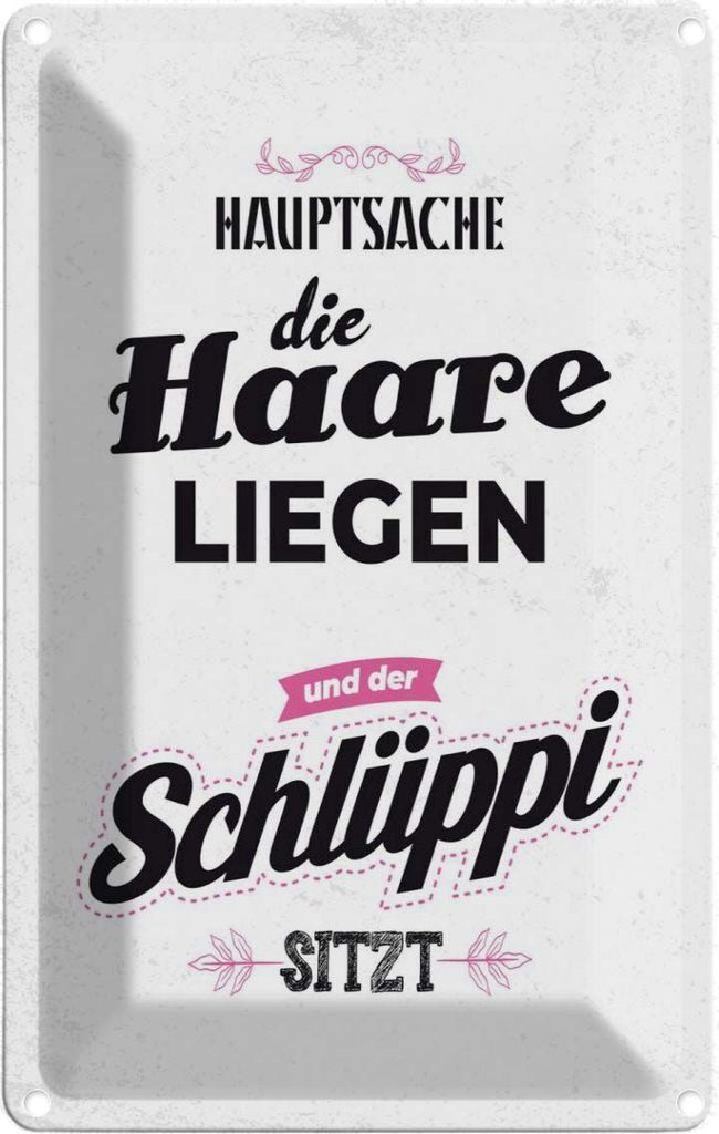 vianmo Blechschild 18x12 cm Hauptsache Haare liegen Schlüppi Spruch Zitat