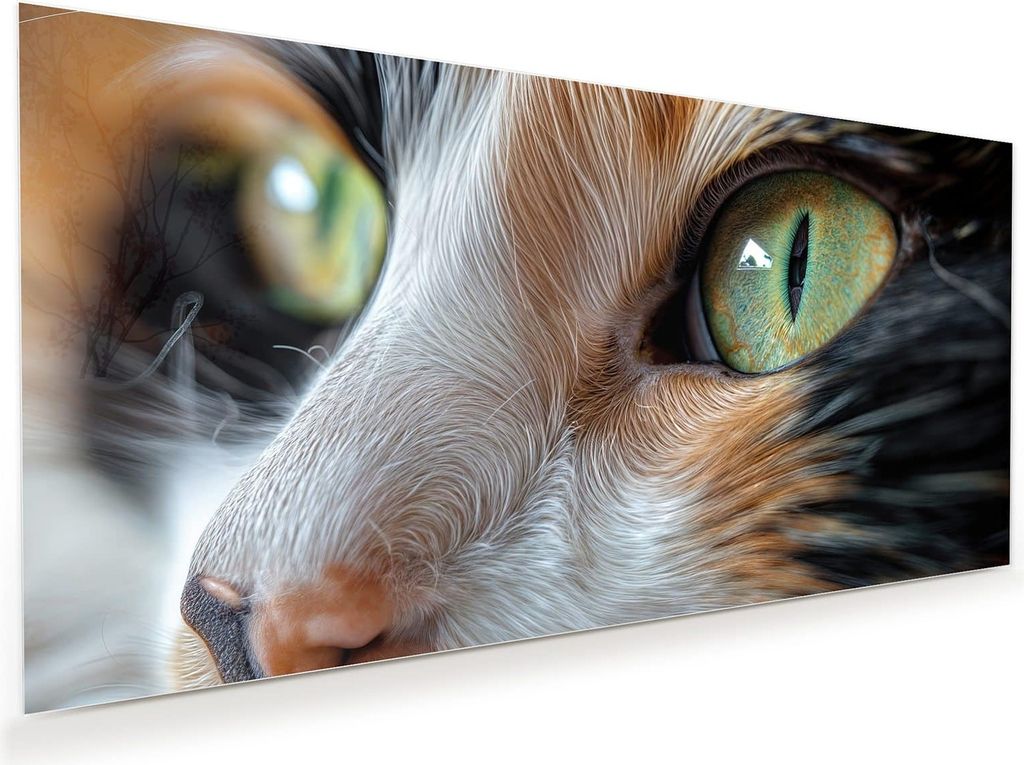 Glasbild 60x30cm in XXL für Wohnzimmer, Schlafzimmer Motiv Katzenaugen