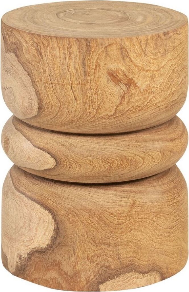 Casa Padrino Luxus Massivholz Beistelltisch / Hocker Naturfarben Ø 33,5 x H. 46 cm - Luxus Möbel