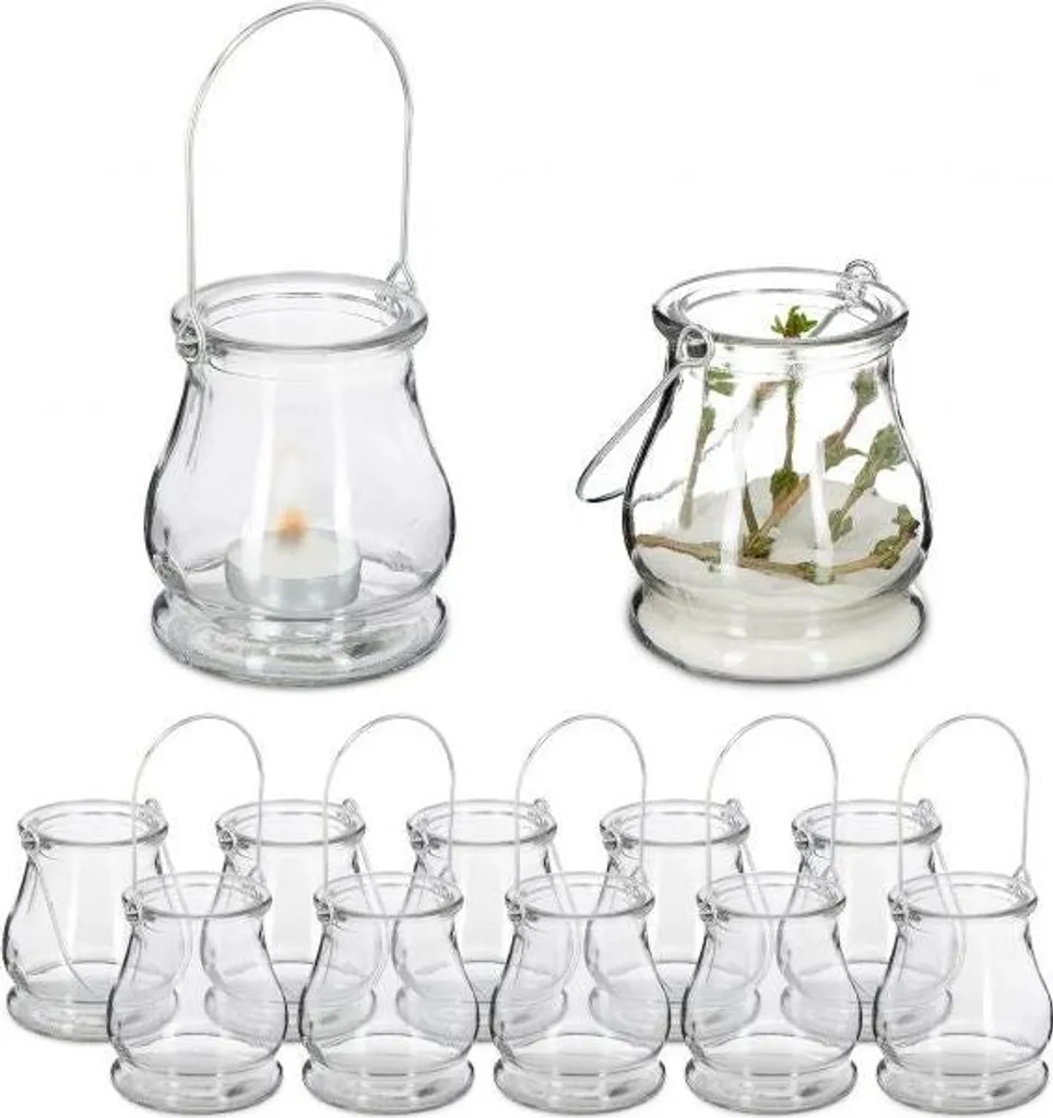Lanterne transparente lot de 12 photophores en verre pour décoration