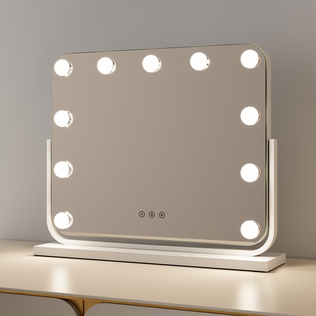 Milton & Oldbrook Hollywood Spiegel mit Beleuchtung 47 x 38 cm Trofa Weiß