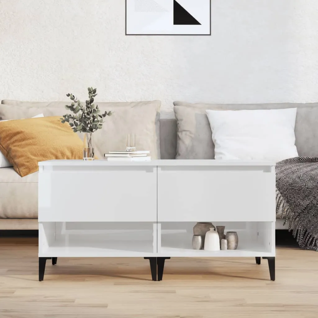 vidaXL Tables d'Appoint 2 pcs Blanc Brillant 50x46x50 cm Bois Ingénierie