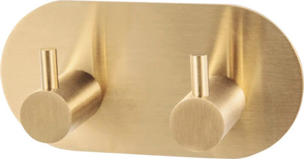 form&style Hakenleiste zum kleben 2-fach rund gold matt
