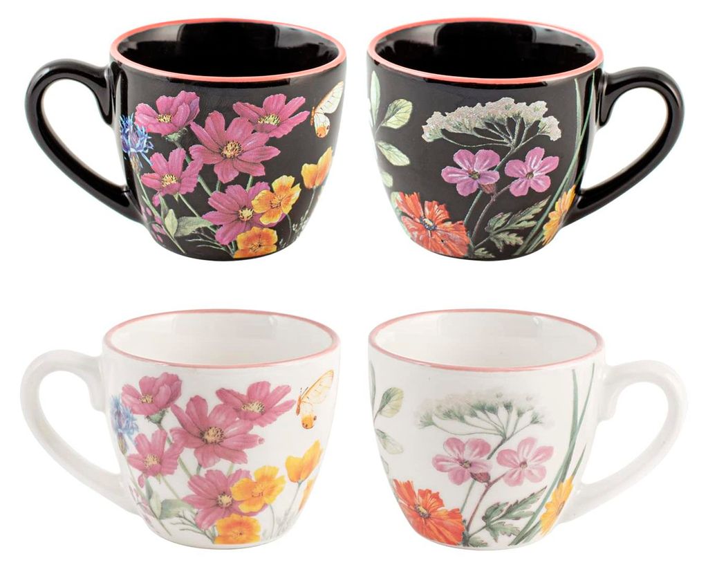 H&H 6er Set Kaffeetassen Caroline Schwarz-Weiß 80 cm