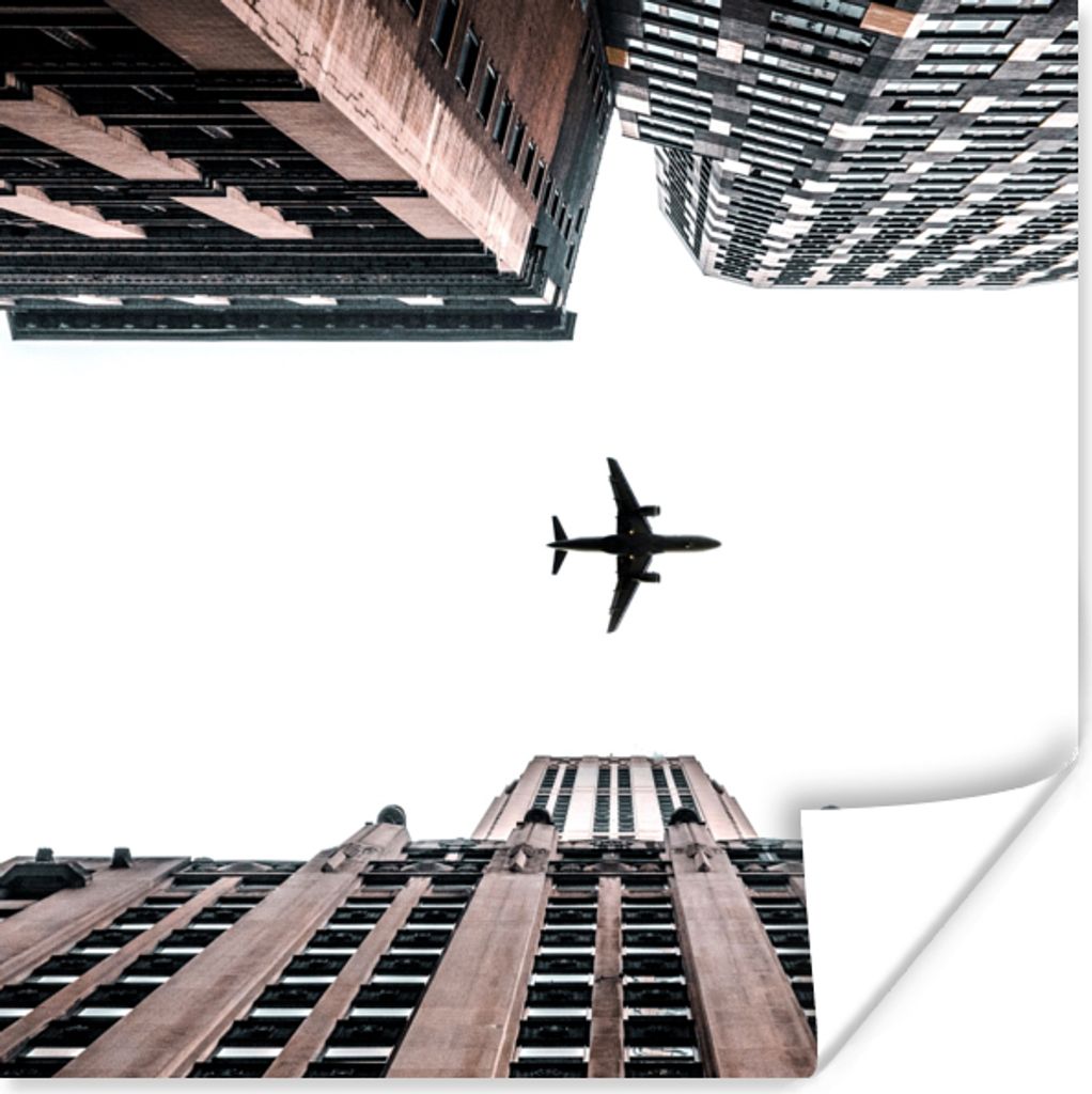 MuchoWow Poster Flugzeuge - Stadt - Wohnung 75x75 cm - Wand Dekoration