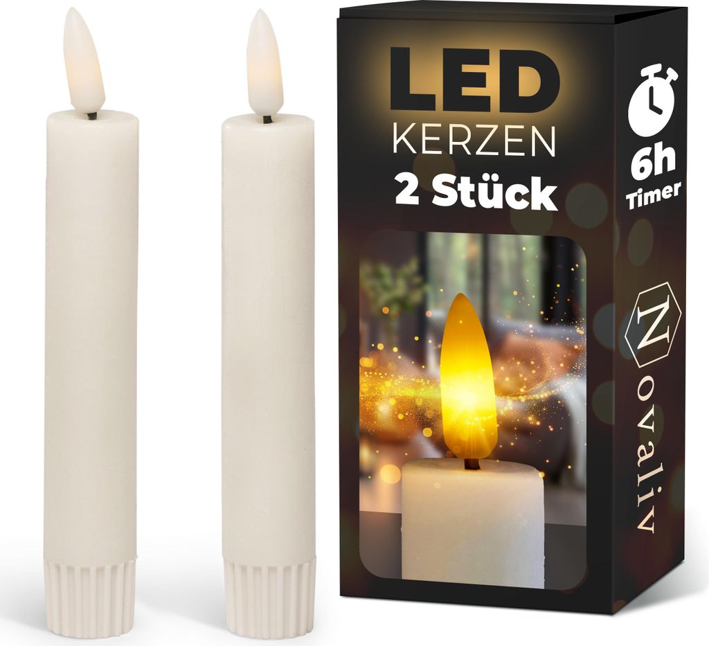 LED Stabkerze 2er indoor mit Timer Funktion - 6 Stunden - Produktbild 