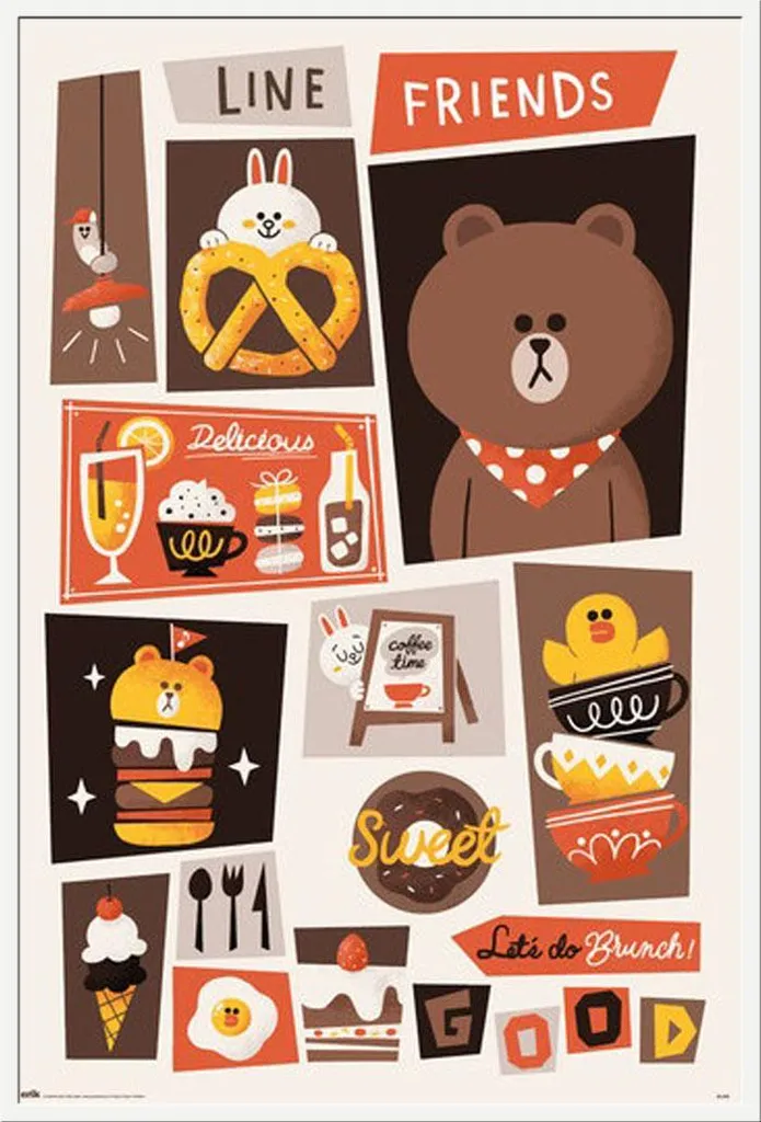 Cadre Blanc Shinsuke® et Affiche Line Friends avec Vitre Acrylique 61x91