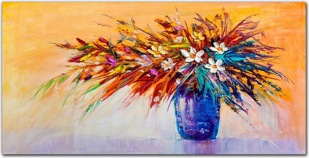 Coloray Bild aus Acryl 140 cm x 70 cm - Gehärtetes Acryl Bild auf Acrylglas Wohnzimmer Küche Dekoration Wanddekoration - Blaue Vase