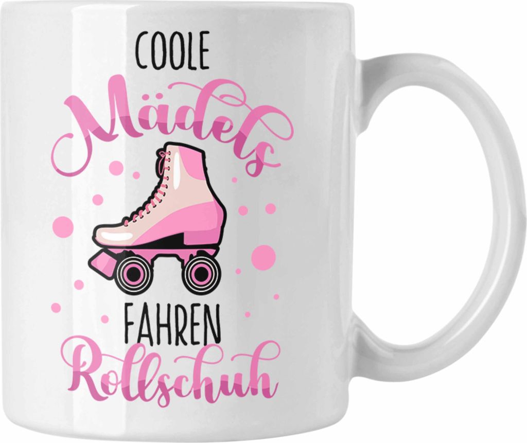 Trendation - Lustige Rollschuh-Tasse Geschenk für Rollschuhfahrerinnen Coole Mädels Fahren Rollschuh (Weiß)
