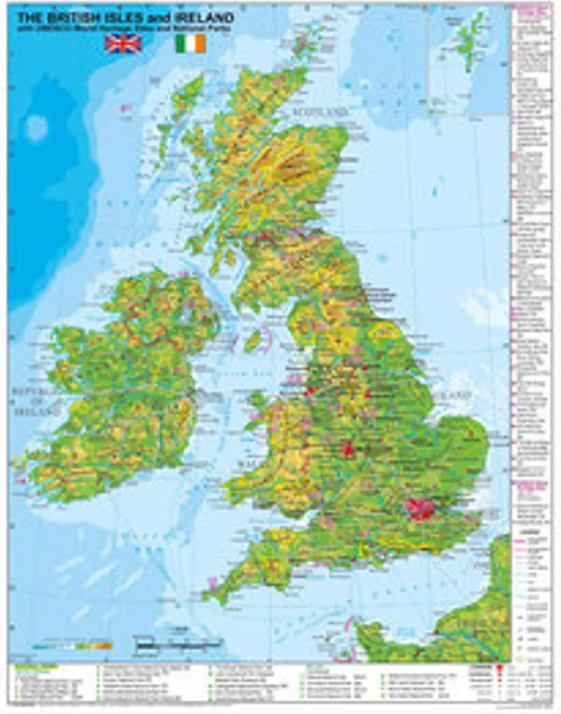 Localisez les Sites UNESCO et Parcs Îles Britanniques Carte Irlande