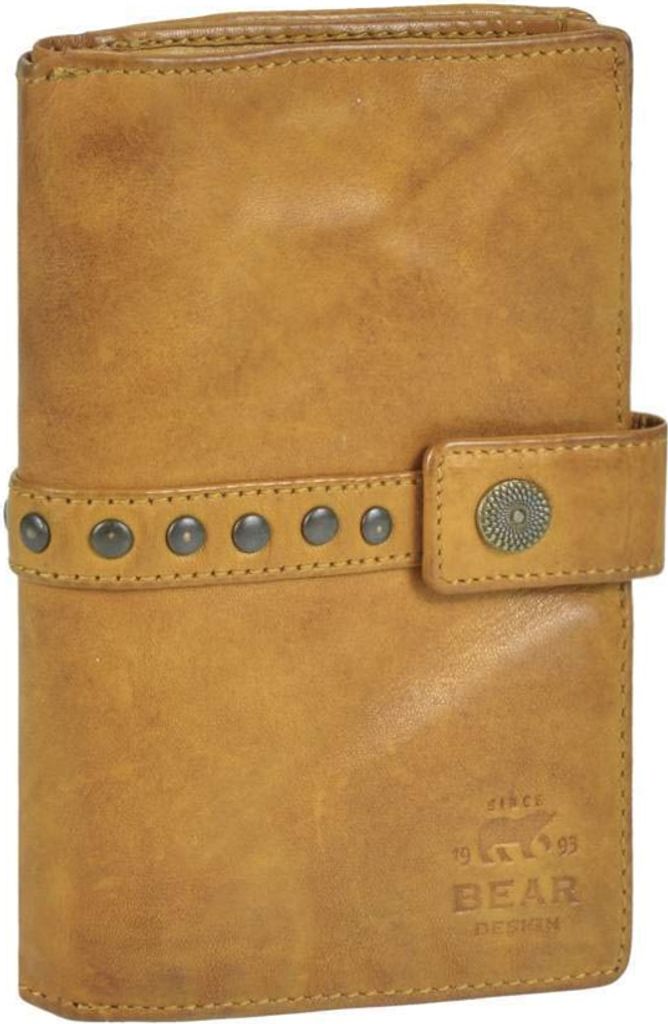 Bear Design Portemonnaie Damen Geldbörse Leder 10x15cm Geldbeutel Cow Lavato ocker gelb CL15087-ochre