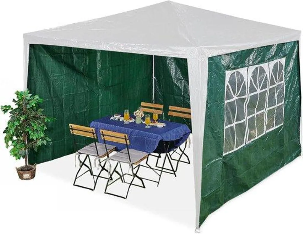 Lot de 3 parois de tente de jardin anti-pluie et vent en PE vert 3x2m