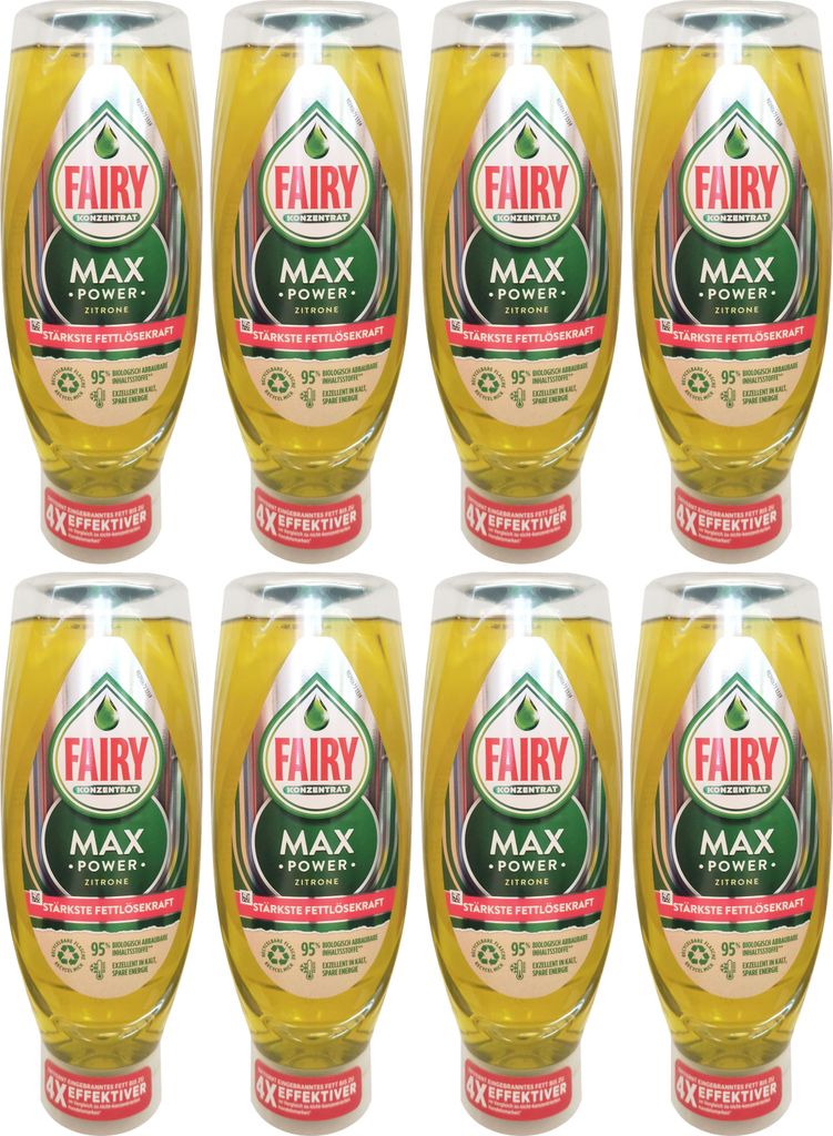 8x Fairy Spülmittel MAX POWER Zitrone 660ml Konzentrat Produktbild 