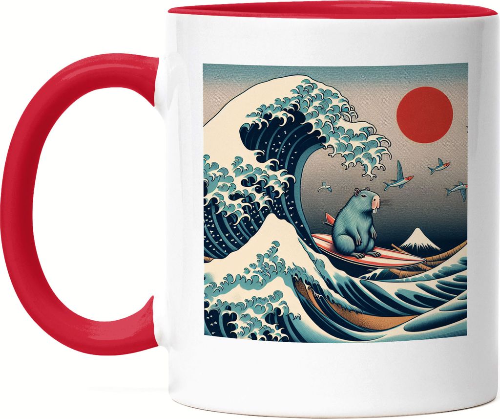 Capybara auf der Welle Tasse rot Wasserschwein Japan Surfen Kanagawa Retro