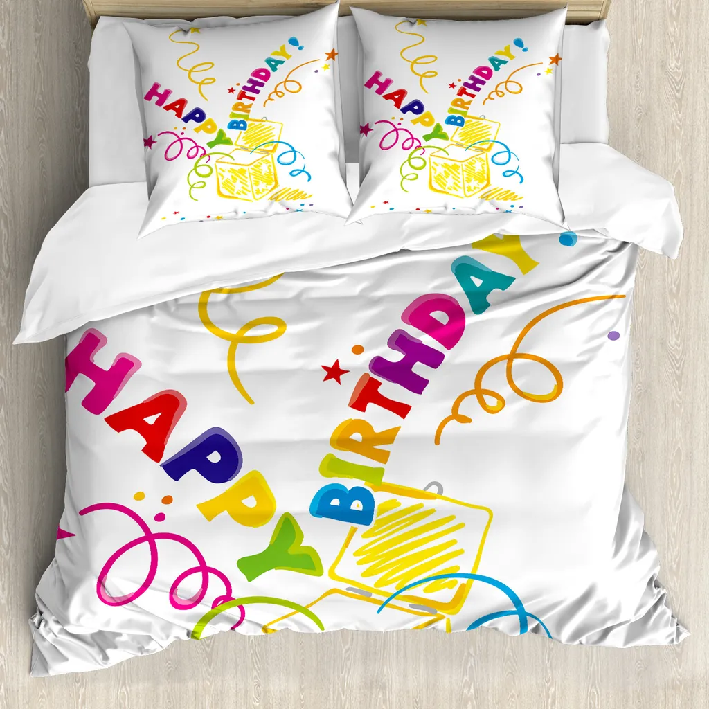 ABAKUHAUS Copripiumino Compleanno 155x220 - Set Letto Antiacaro