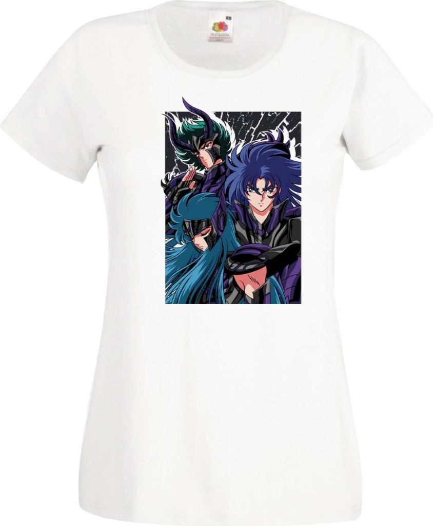 Damen T-Shirt Saint Anime Seiya Knights Of The Zodiac Poster Var-026 Saint Anime Seiya Knights Of The Zodiac Poster, Lady S / Weiß