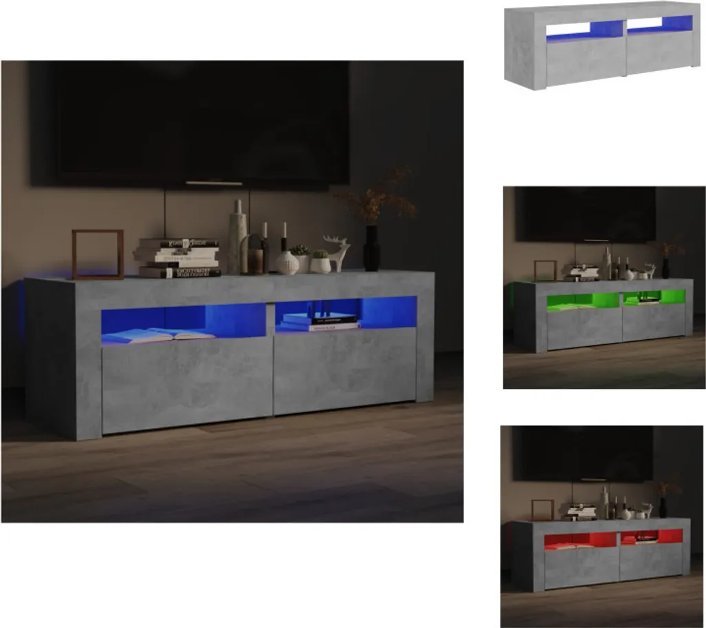 mobile TV vidaXL con illuminazione LED grigio cemento 120x35x40 cm - Mobili TV