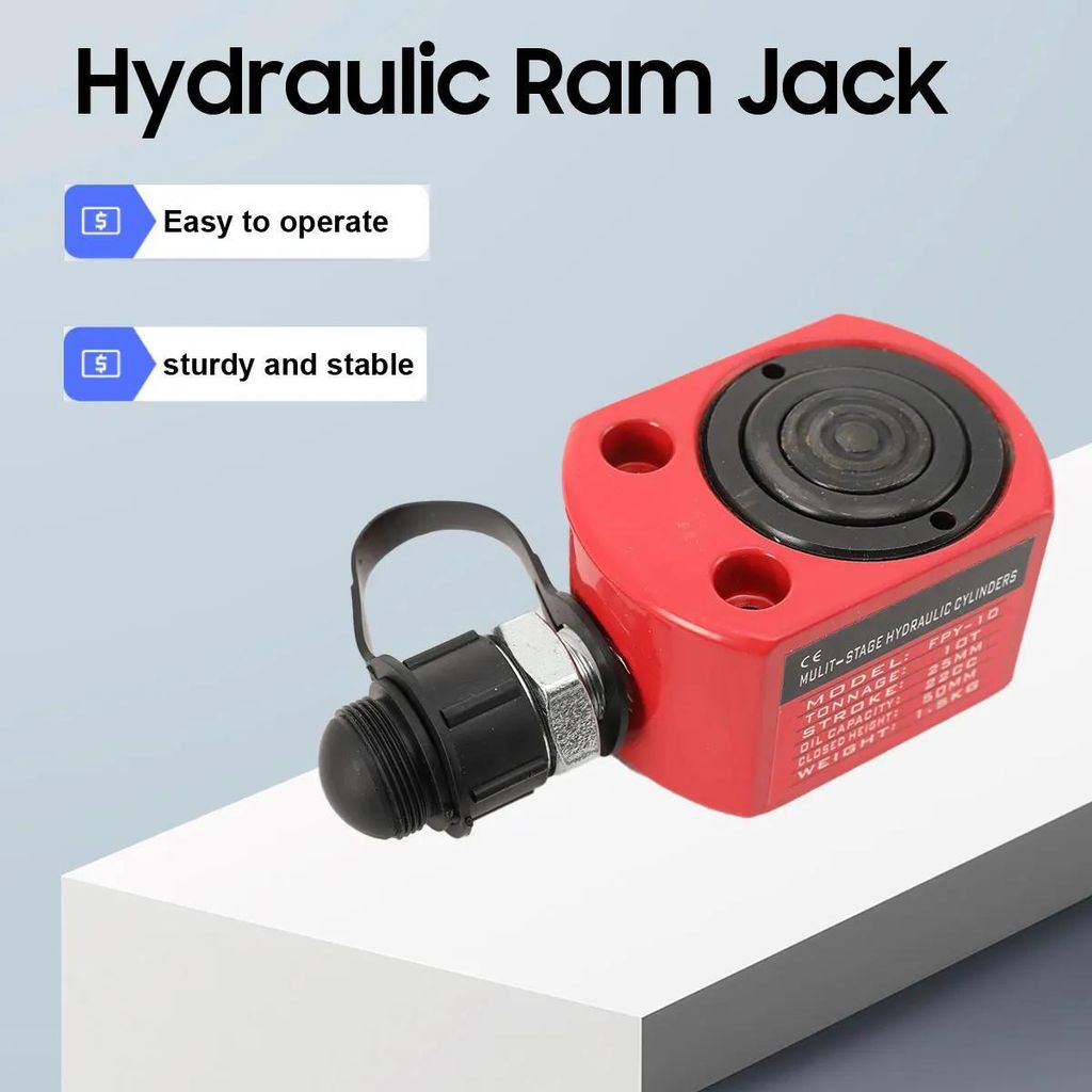 Hydraulikzylinder Heber - Mini Hydraulikstempel - 10 t Tragkraft - Niedriges Profil - Kompakt - Für Industrieeinsatz